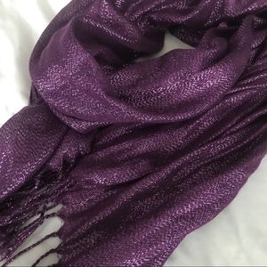 Plum Purple Scarf with Shine and Fringe